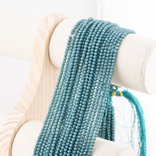 Perline Di Cristalli Rondelle Sfaccettate 3,5x2,5mm 10 FILI Su Filo Di Cotone Pronti all'uso