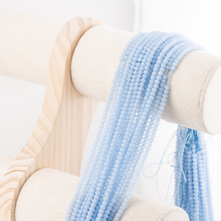 Perline Di Cristalli Rondelle Sfaccettate 3,5x2,5mm 10 FILI Su Filo Di Cotone Pronti all'uso