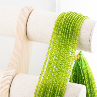 Perline Di Cristalli Rondelle Sfaccettate 3,5x2,5mm 10 FILI Su Filo Di Cotone Pronti all'uso Verde Mela Trasparente