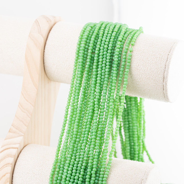 Perline Di Cristalli Rondelle Sfaccettate 3,5x2,5mm 10 FILI Su Filo Di Cotone Pronti all'uso