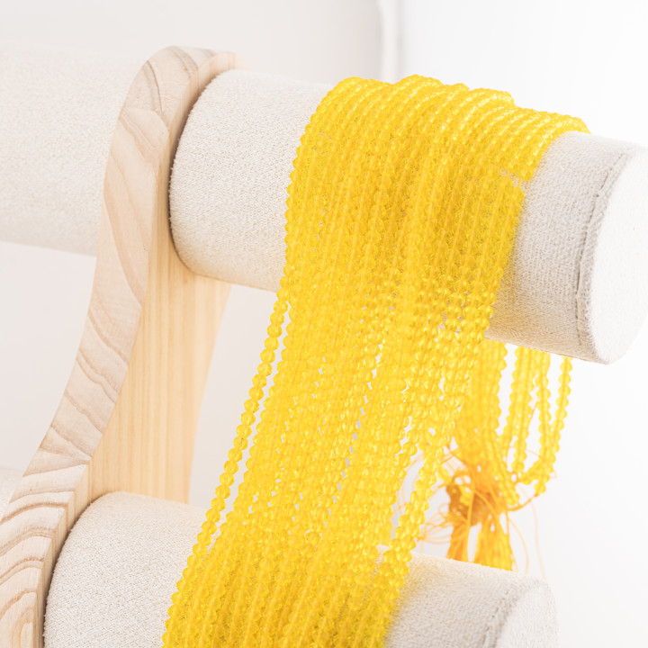 Perline Di Cristalli Rondelle Sfaccettate 3,5x2,5mm 10 FILI Su Filo Di Cotone Pronti all'uso