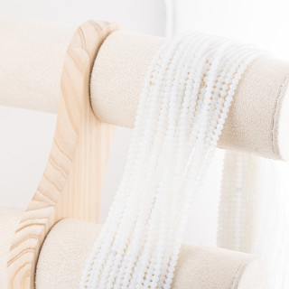 Perline Di Cristalli Rondelle Sfaccettate 3,5x2,5mm 10 FILI Su Filo Di Cotone Pronti all'uso Bianco Perla Trasparente