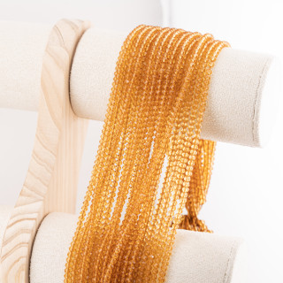 Perline Di Cristalli Rondelle Sfaccettate 3,5x2,5mm 10 FILI Su Filo Di Cotone Pronti all'uso