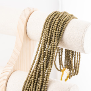 Perline Di Cristalli Rondelle Sfaccettate 3,5x2,5mm 10 FILI Su Filo Di Cotone Pronti all'uso Verde Oliva