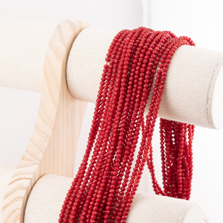 Perline Di Cristalli Rondelle Sfaccettate 3,5x2,5mm 10 FILI Su Filo Di Cotone Pronti all'uso