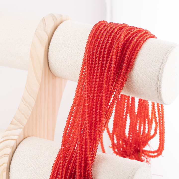 Perline Di Cristalli Rondelle Sfaccettate 3,5x2,5mm 10 FILI Su Filo Di Cotone Pronti all'uso