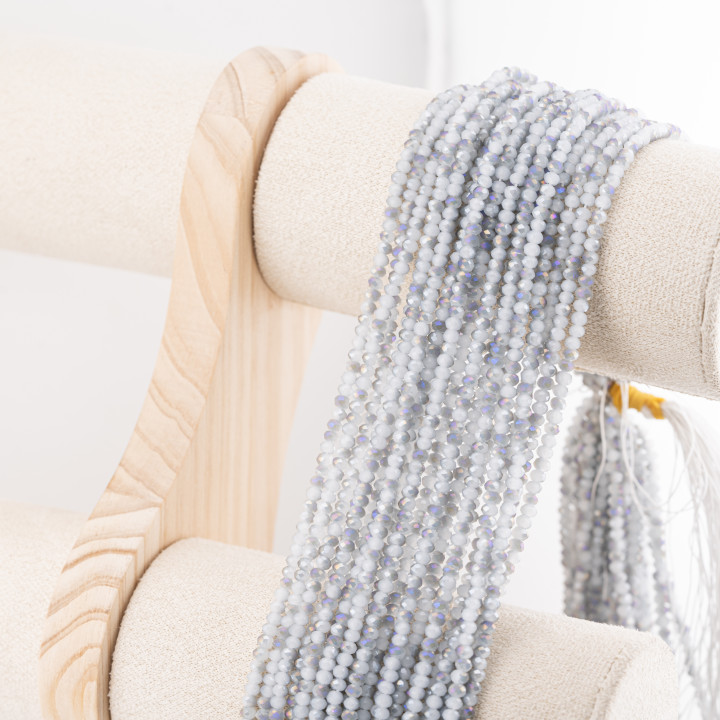 Perline Di Cristalli Rondelle Sfaccettate 3,5x2,5mm 10 FILI Su Filo Di Cotone Pronti all'uso