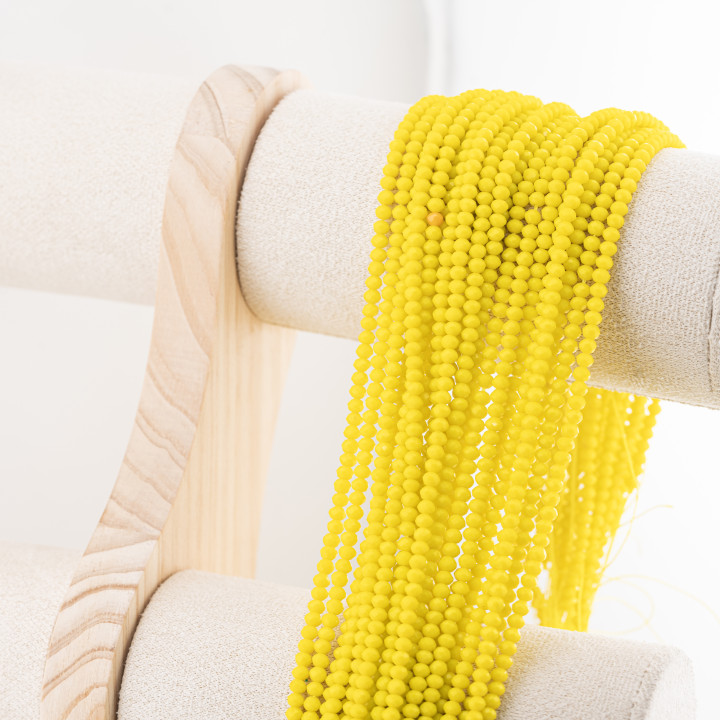 Perline Di Cristalli Rondelle Sfaccettate 3,5x2,5mm 10 FILI Su Filo Di Cotone Pronti all'uso