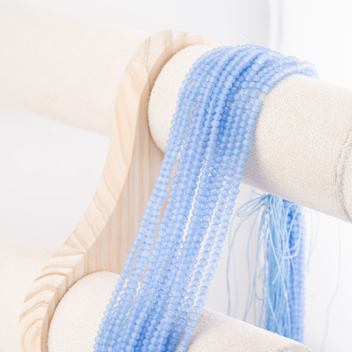 Perline Di Cristalli Rondelle Sfaccettate 3,5x2,5mm 10 FILI Su Filo Di Cotone Pronti all'uso