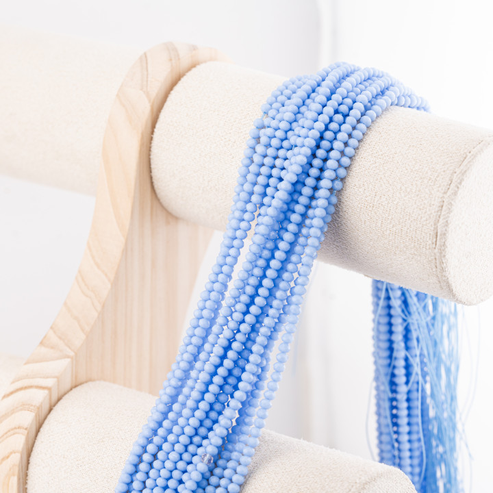 Perline Di Cristalli Rondelle Sfaccettate 3,5x2,5mm 10 FILI Su Filo Di Cotone Pronti all'uso