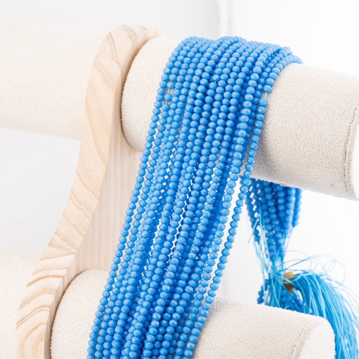 Perline Di Cristalli Rondelle Sfaccettate 3,5x2,5mm 10 FILI Su Filo Di Cotone Pronti all'uso