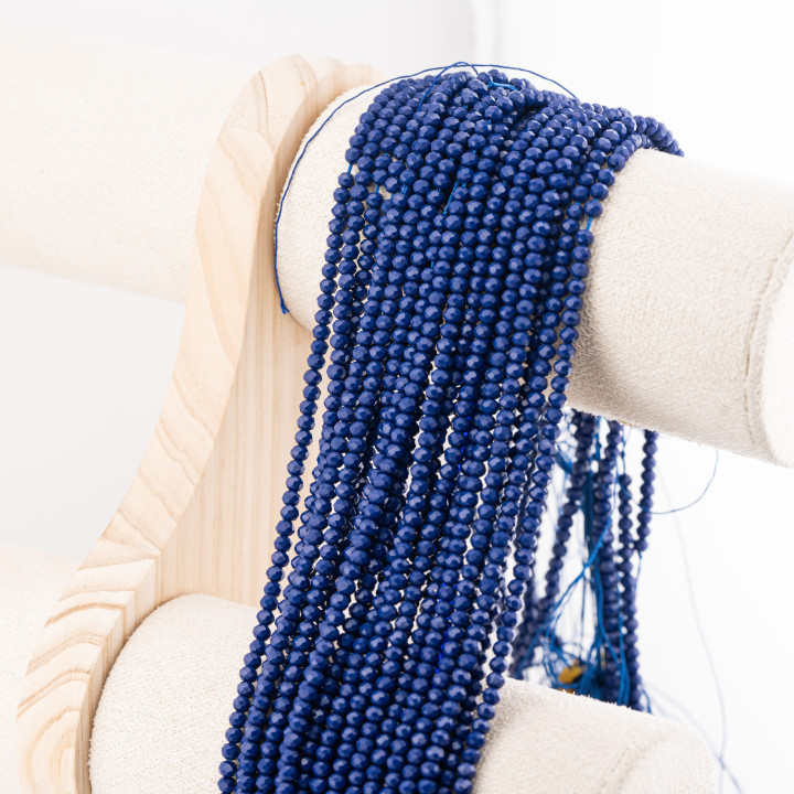 Perline Di Cristalli Rondelle Sfaccettate 3,5x2,5mm 10 FILI Su Filo Di Cotone Pronti all'uso