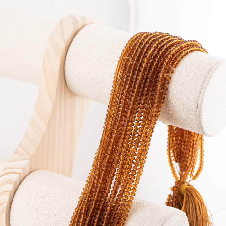 Perline Di Cristalli Rondelle Sfaccettate 3,5x2,5mm 10 FILI Su Filo Di Cotone Pronti all'uso