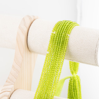 Perline Di Cristalli Rondelle Sfaccettate 3,5x2,5mm 10 FILI Su Filo Di Cotone Pronti all'uso Verde Fluo Trasparente