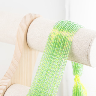 Perline Di Cristalli Rondelle Sfaccettate 3,5x2,5mm 10 FILI Su Filo Di Cotone Pronti all'uso Verde Lime Trasparente