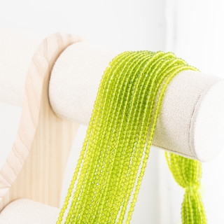 Perline Di Cristalli Rondelle Sfaccettate 3x2mm 10 FILI Su Filo Di Cotone Pronti all'uso Verde Lime Trasparente