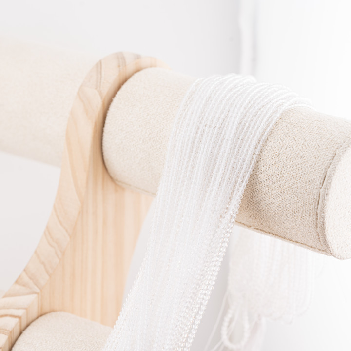 Perline Di Cristalli Rondelle Sfaccettate 3x2mm 10 FILI Su Filo Di Cotone Pronti all'uso Bianco Trasparente