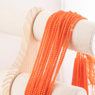 Perline Di Cristalli Rondelle Sfaccettate 3,5x2,5mm 10 FILI Su Filo Di Cotone Pronti all'uso Arancione