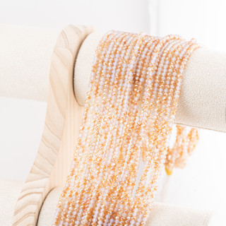 Perline Di Cristalli Rondelle Sfaccettate 3,5x2,5mm 10 FILI Su Filo Di Cotone Pronti all'uso Arancione Splendente