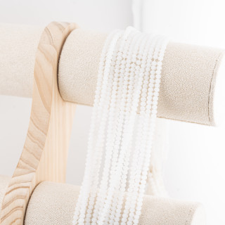 Perline Di Cristalli Rondelle Sfaccettate 3,5x2,5mm 10 FILI Su Filo Di Cotone Pronti all'uso Bianco Latte