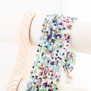 Perline Di Cristalli Rondelle Sfaccettate 3,5x2,5mm 10 FILI Su Filo Di Cotone Pronti all'uso Multicolor