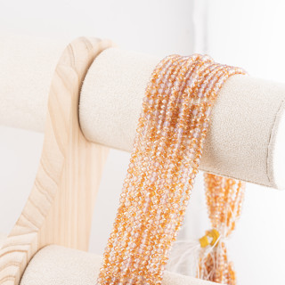 Perline Di Cristalli Rondelle Sfaccettate 3,5x2,5mm 10 FILI Su Filo Di Cotone Pronti all'uso Arancione Champagne Splendente