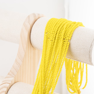 Perline Di Cristalli Rondelle Sfaccettate 3,5x2,5mm 10 FILI Su Filo Di Cotone Pronti all'uso Giallo