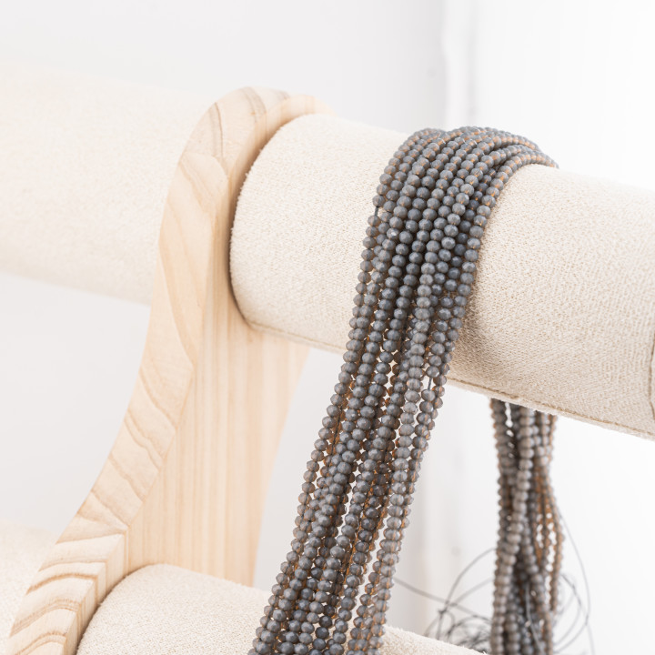 Perline Di Cristalli Rondelle Sfaccettate 3,5x2,5mm 10 FILI Su Filo Di Cotone Pronti all'uso