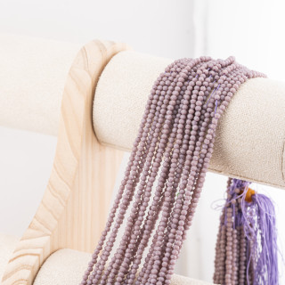 Perline Di Cristalli Rondelle Sfaccettate 3,5x2,5mm 10 FILI Su Filo Di Cotone Pronti all'uso Viola Prugna