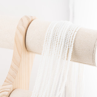 Perline Di Cristalli Rondelle Sfaccettate 3x2mm 10 FILI Su Filo Di Cotone Pronti all'uso Bianco