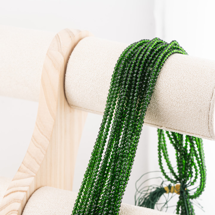 Perline Di Cristalli Rondelle Sfaccettate 3x2mm 10 FILI Su Filo Di Cotone Pronti all'uso