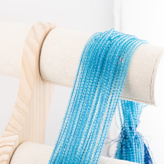 Perline Di Cristalli Rondelle Sfaccettate 3x2mm 10 FILI Su Filo Di Cotone Pronti all'uso