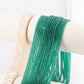 Perline Di Cristalli Rondelle Sfaccettate 3x2mm 10 FILI Su Filo Di Cotone Pronti all'uso Verde Foresta Trasparente