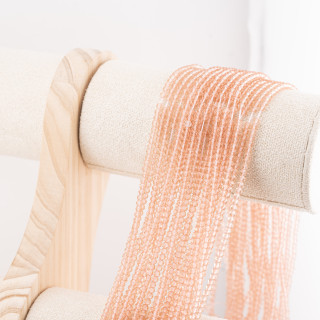 Perline Di Cristalli Rondelle Sfaccettate 3x2mm 10 FILI Su Filo Di Cotone Pronti all'uso Rosa Chiaro Trasparente