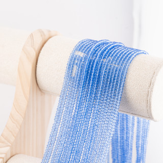 Perline Di Cristalli Rondelle Sfaccettate 3x2mm 10 FILI Su Filo Di Cotone Pronti all'uso Ciano Trasparente