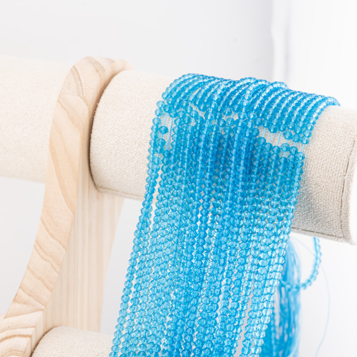 Perline Di Cristalli Rondelle Sfaccettate 3x2mm 10 FILI Su Filo Di Cotone Pronti all'uso