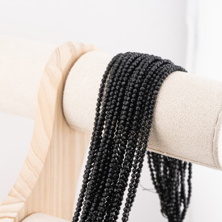 Perline Di Cristalli Rondelle Sfaccettate 3x2mm 10 FILI Su Filo Di Cotone Pronti all'uso Nero