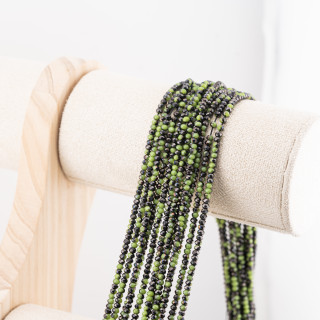 Perline Di Cristalli Rondelle Sfaccettate 3x2mm 10 FILI Su Filo Di Cotone Pronti all'uso Verde e Nero