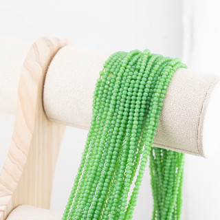 Perline Di Cristalli Rondelle Sfaccettate 3x2mm 10 FILI Su Filo Di Cotone Pronti all'uso Verde Foglia