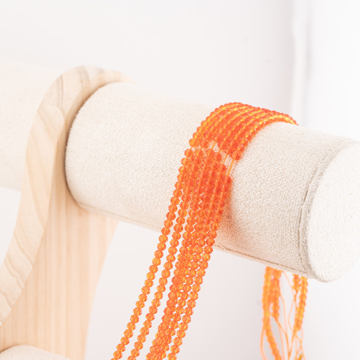Perline Di Cristalli Rondelle Sfaccettate 3x2mm 10 FILI Su Filo Di Cotone Pronti all'uso Arancione Trasparente