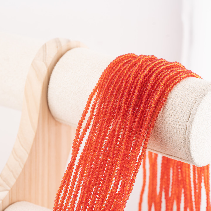 Perline Di Cristalli Rondelle Sfaccettate 3x2mm 10 FILI Su Filo Di Cotone Pronti all'uso