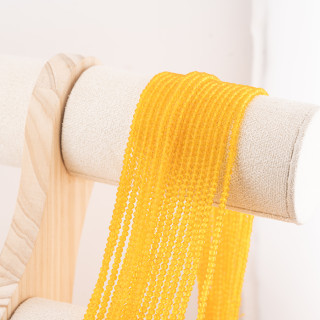 Perline Di Cristalli Rondelle Sfaccettate 3x2mm 10 FILI Su Filo Di Cotone Pronti all'uso Giallo Trasparente
