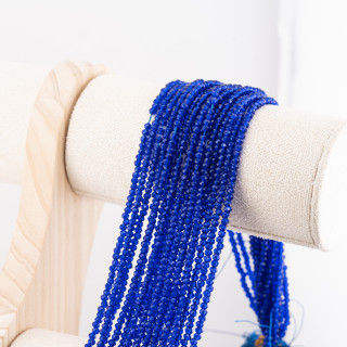 Perline Di Cristalli Rondelle Sfaccettate 3x2mm 10 FILI Su Filo Di Cotone Pronti all'uso Blu Lapis Trasparente