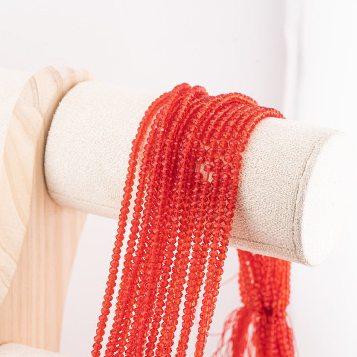 Perline Di Cristalli Rondelle Sfaccettate 3x2mm 10 FILI Su Filo Di Cotone Pronti all'uso