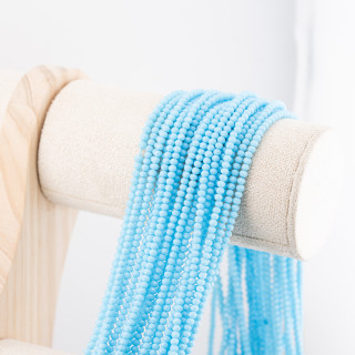 Perline Di Cristalli Rondelle Sfaccettate 3x2mm 10 FILI Su Filo Di Cotone Pronti all'uso Azzurro