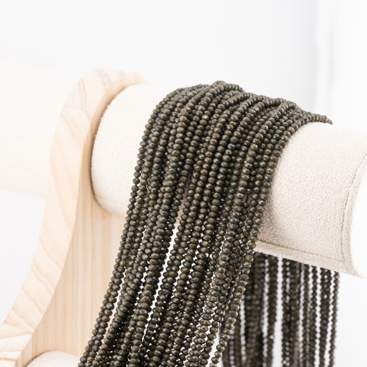 Perline Di Cristalli Rondelle Sfaccettate 3x2mm 10 FILI Su Filo Di Cotone Pronti all'uso