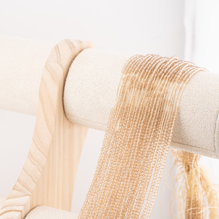 Perline Di Cristalli Rondelle Sfaccettate 3x2mm 10 FILI Su Filo Di Cotone Pronti all'uso Champagne Trasparente