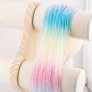 Perline Di Cristalli Rondelle Sfaccettate 3x2mm 10 FILI Su Filo Di Cotone Pronti all'uso Gradiente Azzurro, Panna e Rosa