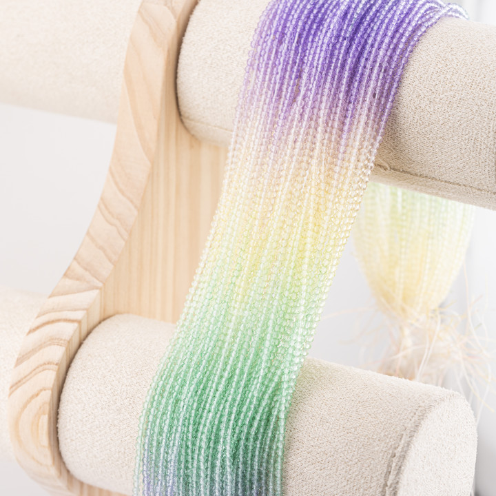 Perline Di Cristalli Rondelle Sfaccettate 3x2mm 10 FILI Su Filo Di Cotone Pronti all'uso