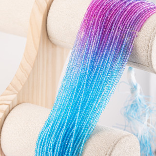 Perline Di Cristalli Rondelle Sfaccettate 3x2mm 10 FILI Su Filo Di Cotone Pronti all'uso Gradiente Viola e Azzurro